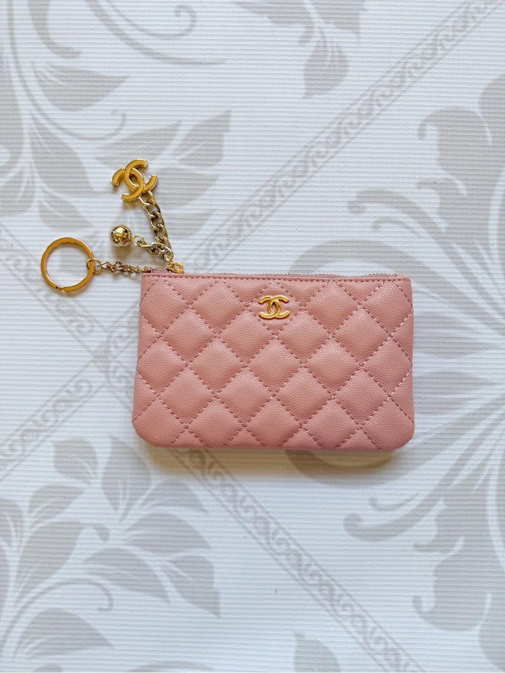 CHANEL Pink Quilted Zip Pouch with Gold CC - Picture 2 of 12